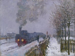 雪または機関車での列車、1875